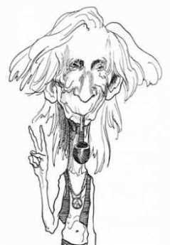 {Bertrand Russell in hippie garb}