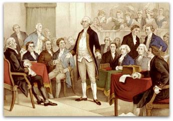 {Washington got down off the platform and debated the Constitution}